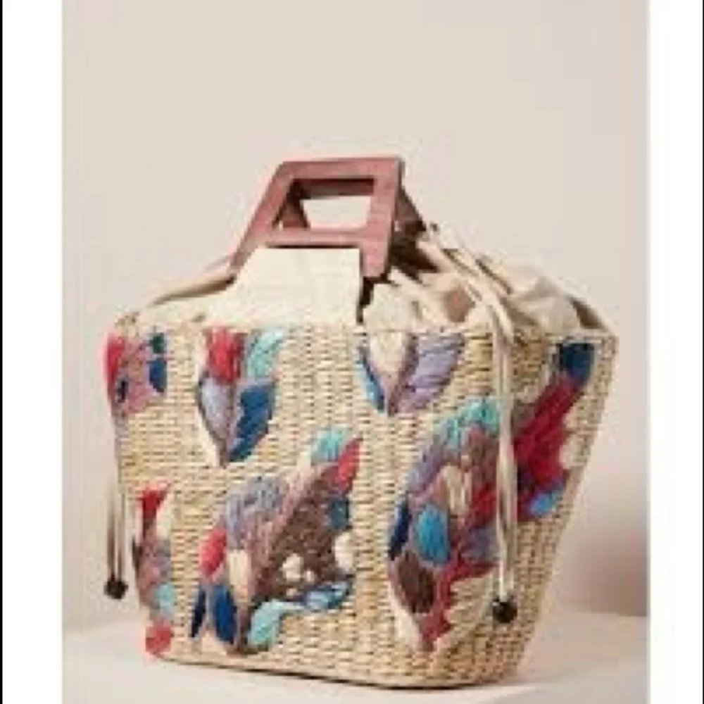 NWOT Anthropologie Aranaz Louise Straw Tote - Picture 2 of 13